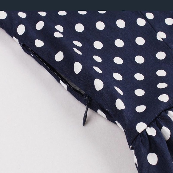 Blue polka dot vintage style dress - Picture 4 of 8